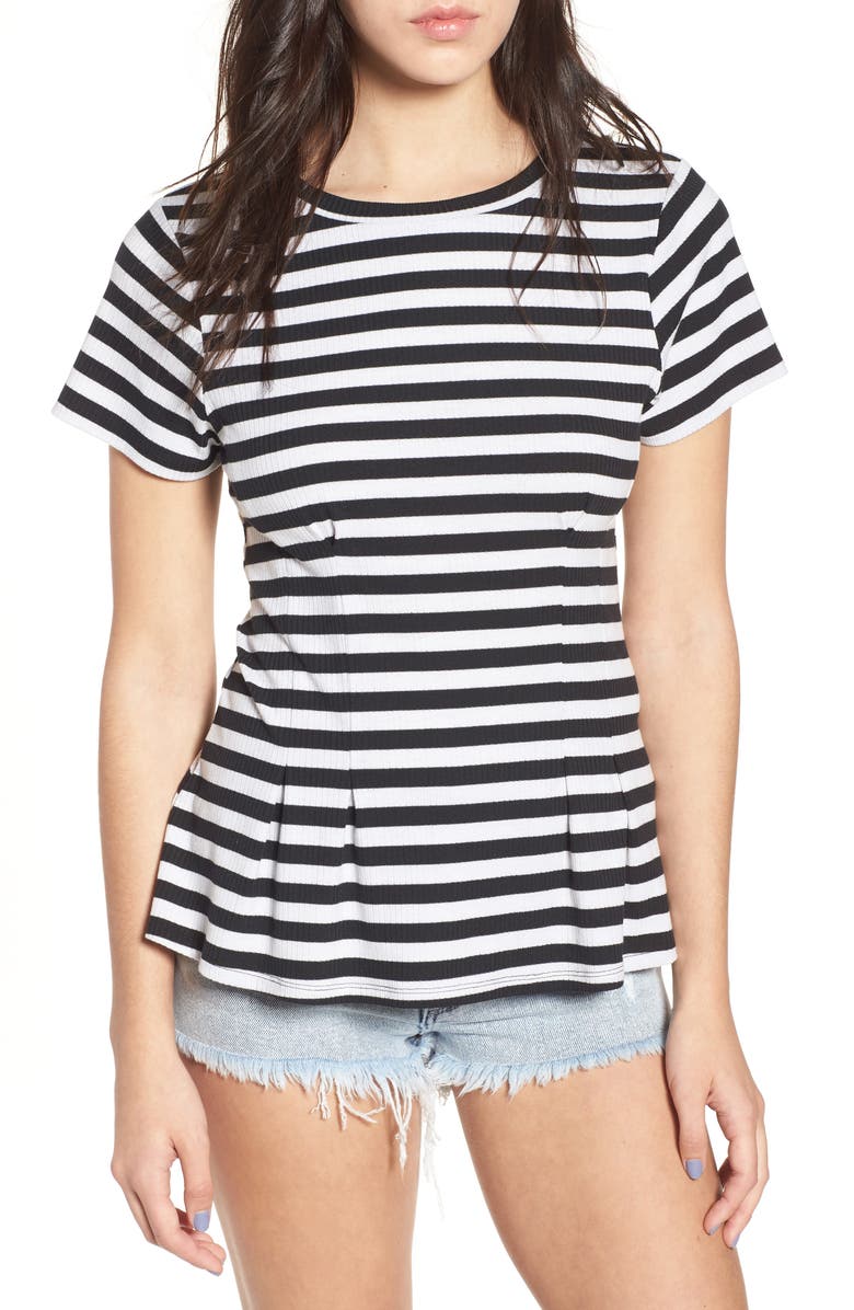Love, Fire Stripe Peplum Tee, Main, color, 