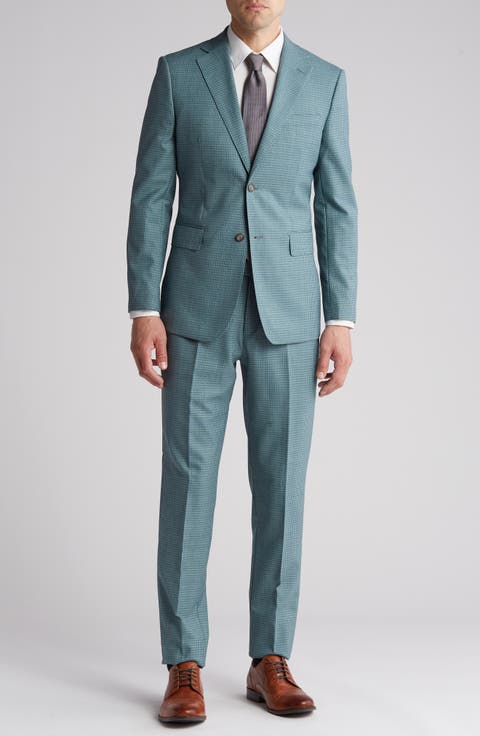 Grid Trim Fit Wool Blend Two-Piece Suit