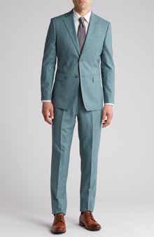 English Laundry Grid Trim Fit Wool Blend Two-Piece Suit