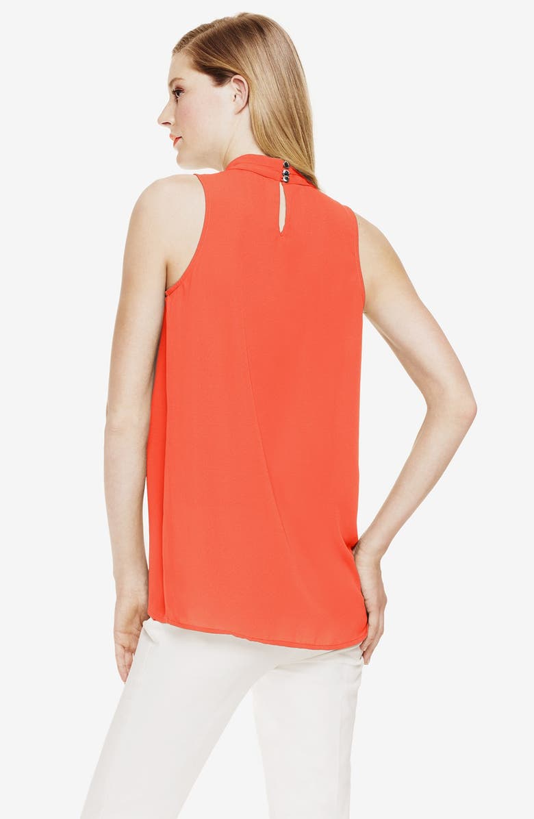 Vince Camuto Pleated V-Neck Sleeveless Crepe Blouse, Alternate, color, 