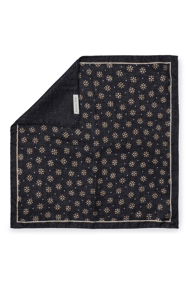 Severn Reversible Silk Pocket Square, Main, color, BLACK