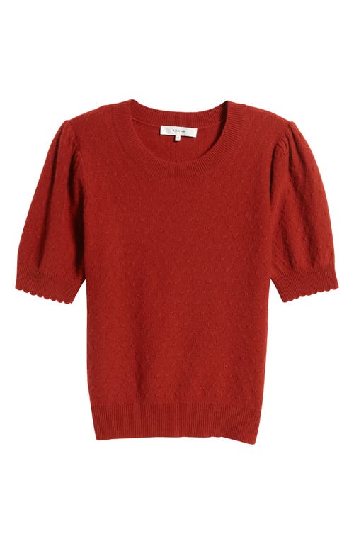 Frame Puff Sleeve Pointelle Cashmere Sweater In Red