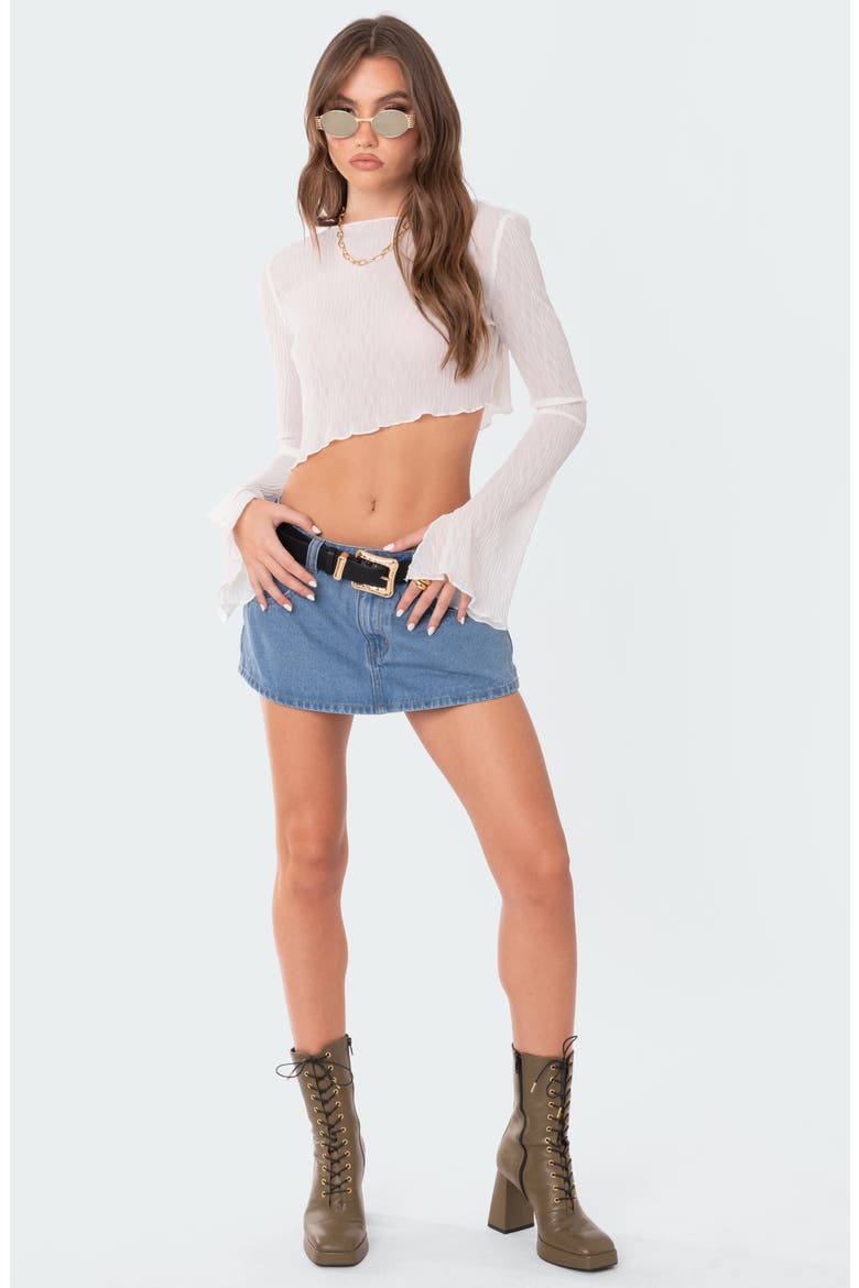 Sheer Raw Hem Crop Top, Alternate, color, WHITE