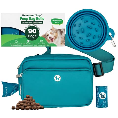Walk Star Kit 3-in-1 Dog Walk Bag & Bowl plus Matching 90 Refill Dog Waste Bags