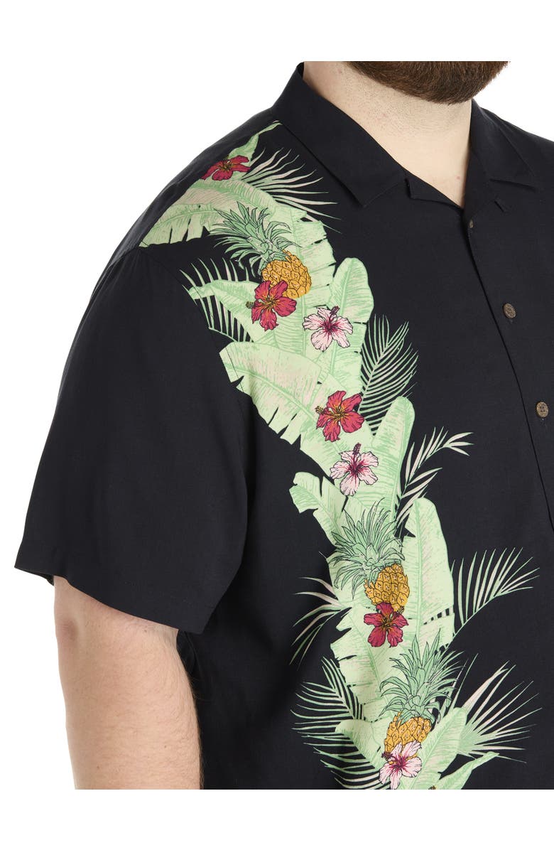 Oak Hill by DXL Big & Tall Pineapple Stripe Sport Shirt, Alternate, color, Black