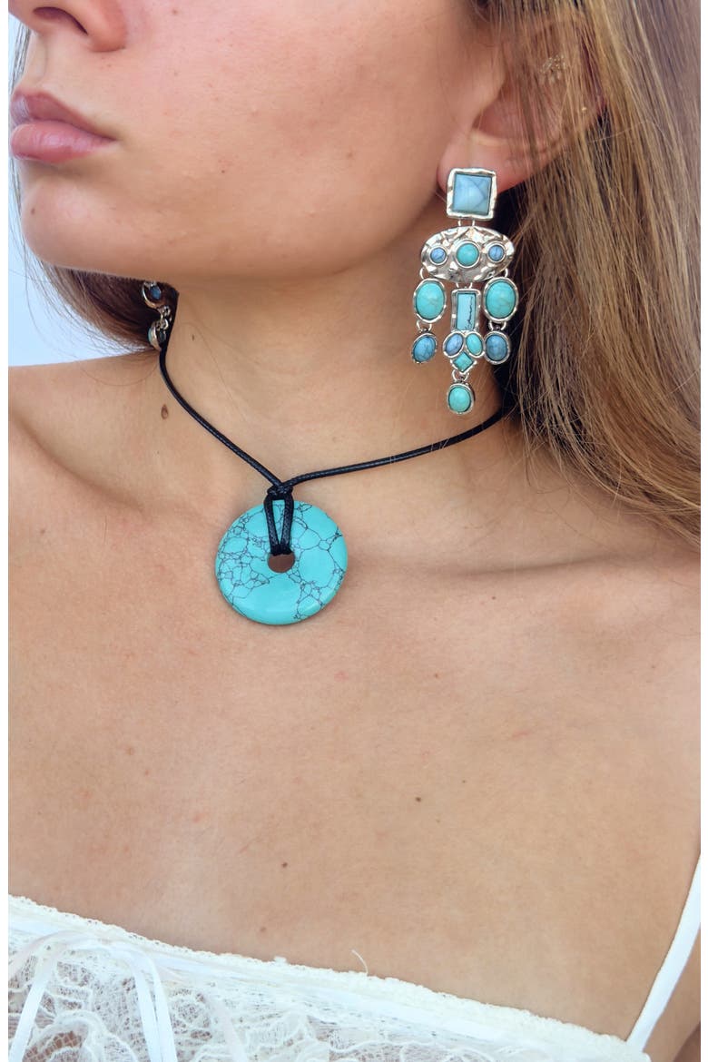Dusk Statement Drop Earrings, Alternate, color, SILVER/ TURQUOISE