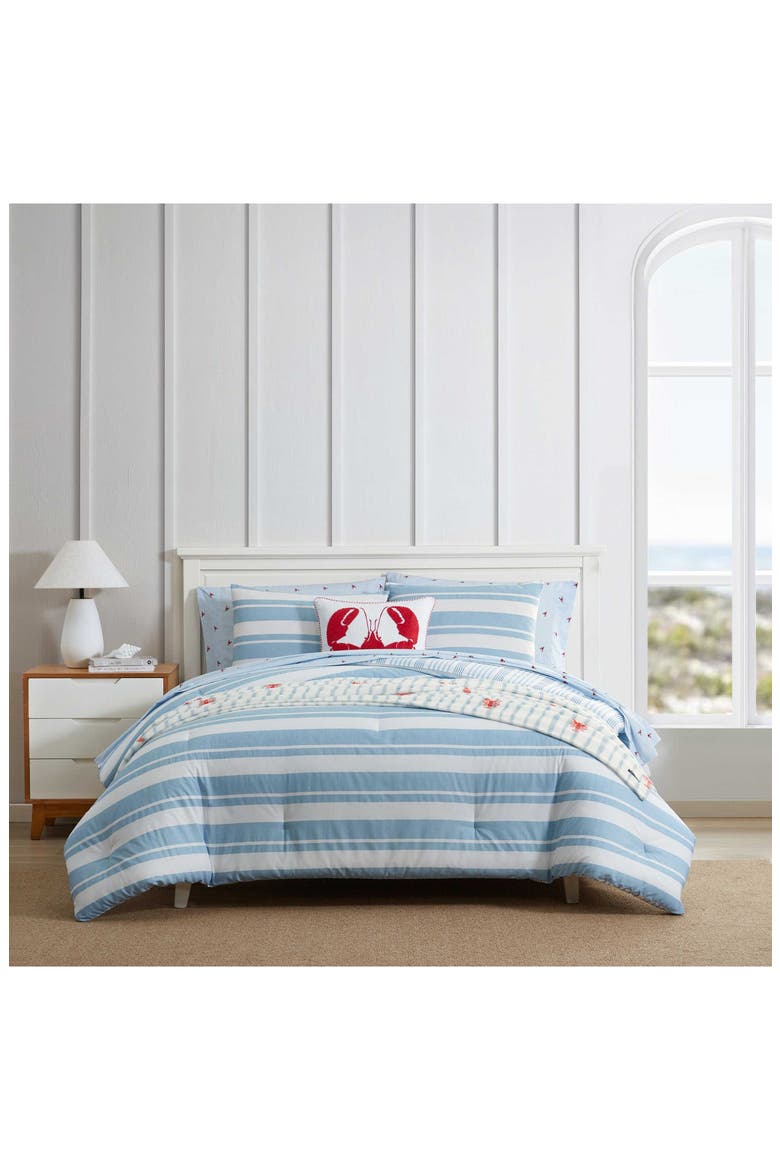 Tayleur Striped Cotton Comforter, Alternate, color, LIGHT / MEDIUM BLUE