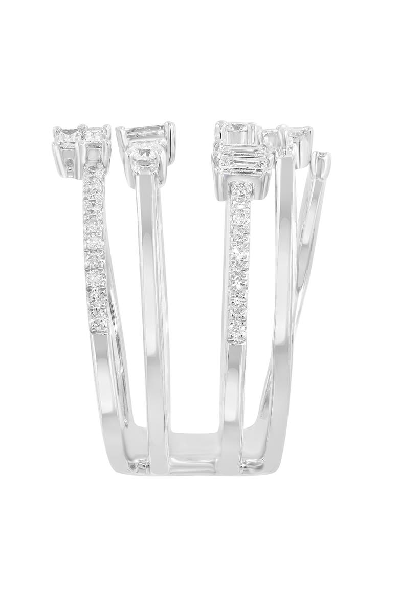 Openwork Diamond Statement Ring in White Gold, Alternate, color, Hematite and FW Blush Pearl