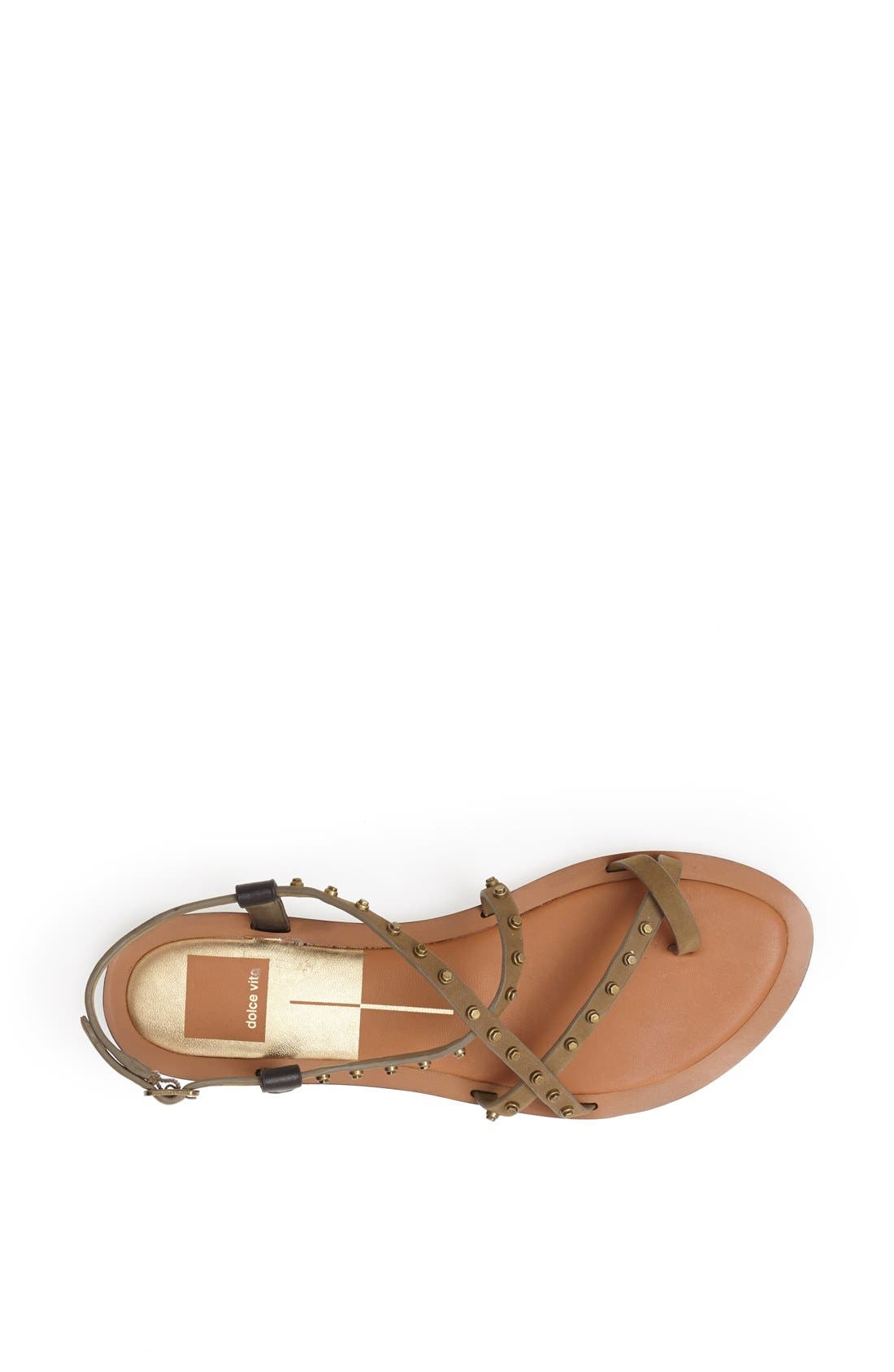 'Flame' Studded Leather Sandal, Alternate, color, MOSS