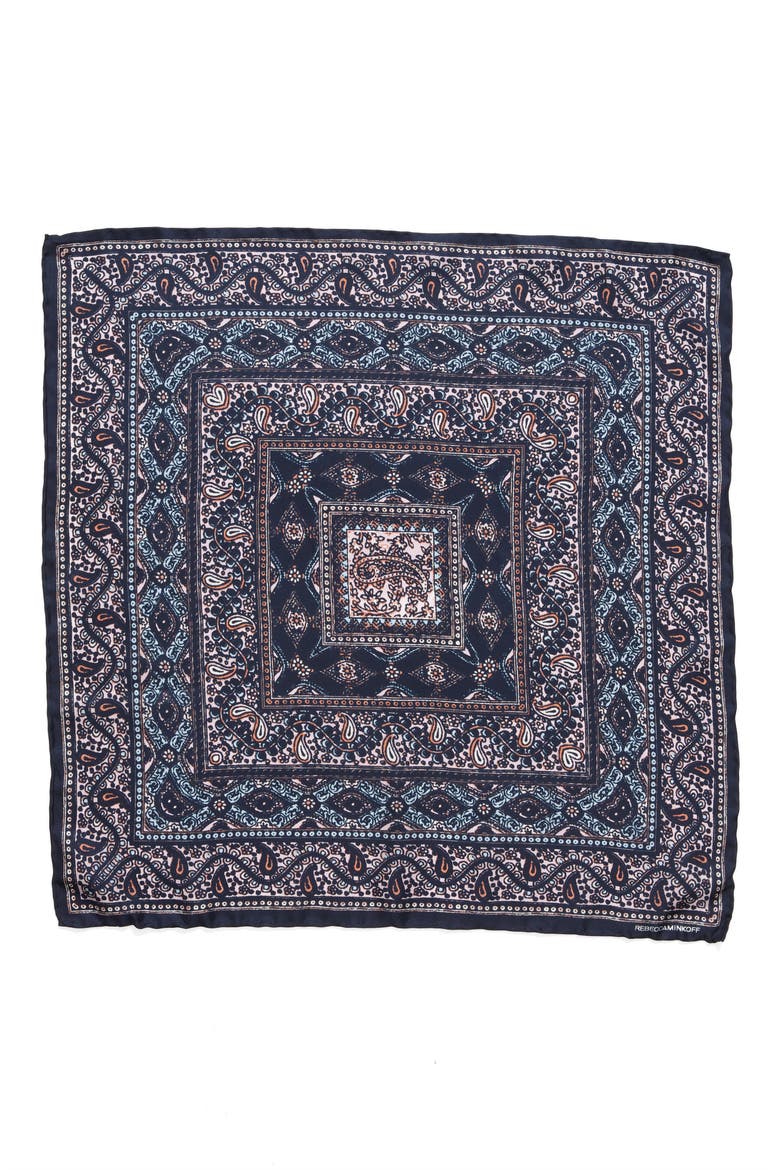 Border Paisley Silk Scarf, Alternate, color, NAVY