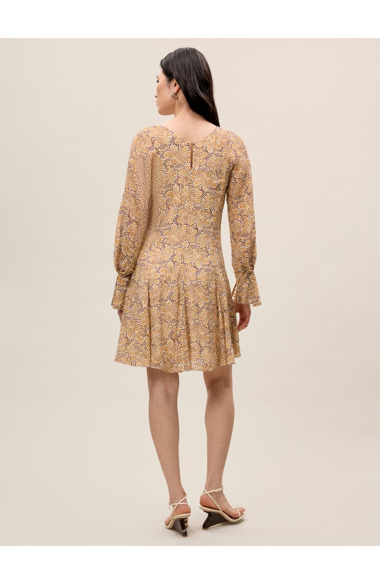 Rebecca Taylor Silk Burnout Check Godet Dress, Alternate, color, Speckled Fleur