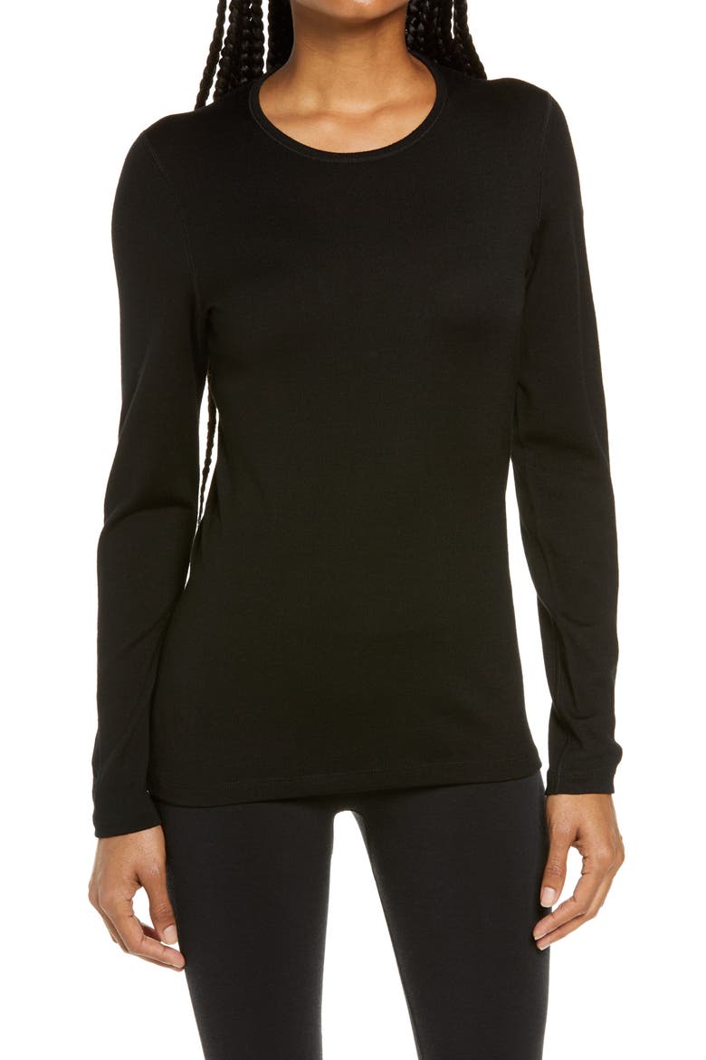 260 Tech Long Sleeve Crewneck T-Shirt, Main, color, BLACK