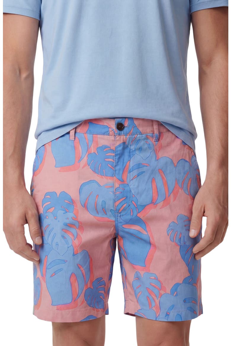 Monstera Floral Mens Flat Front Short, Alternate, color, MONSTERA FLORAL CORAL