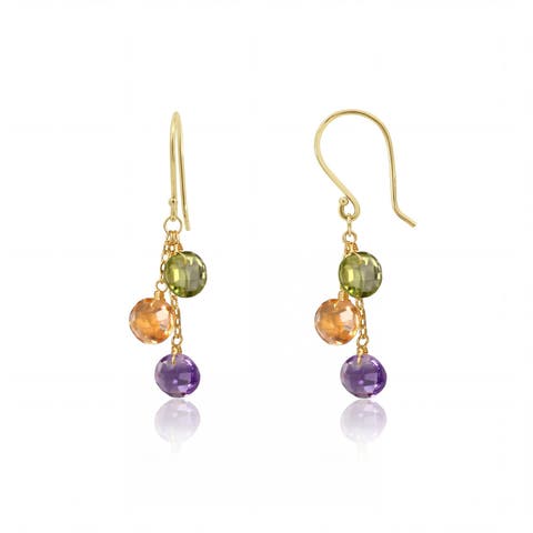 Tricolor Bead Dangle Earrings