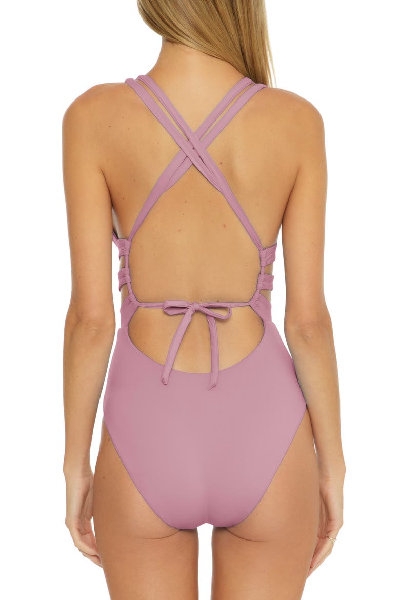 Color Code One-Piece Swimsuit, Alternate, color, MAUVE