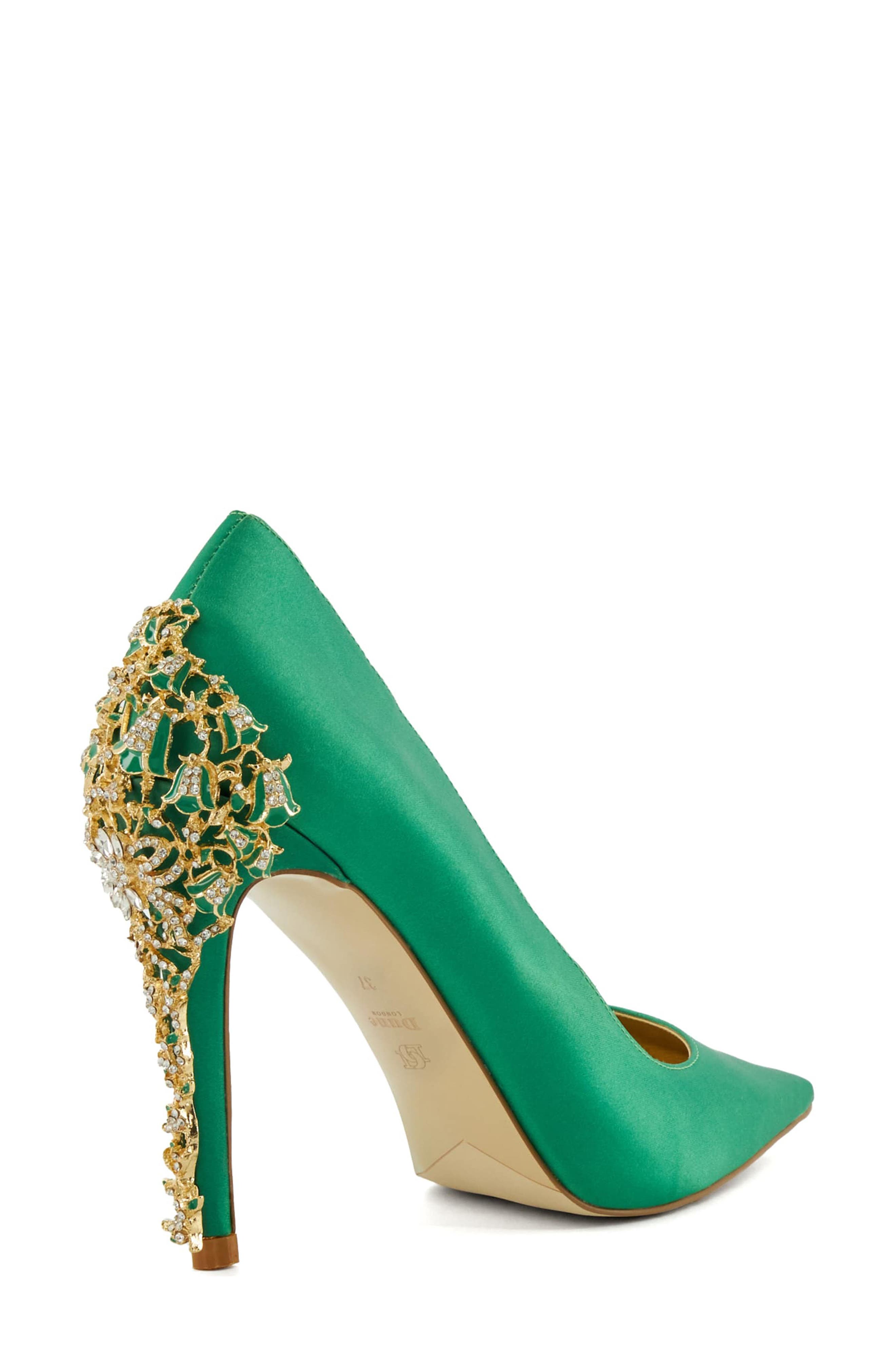 Dune London Audleys Pointed Toe Pump, Alternate, color, Green-Satin