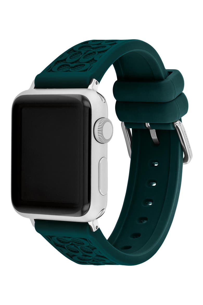 Signature C Silicone Apple Watch® Watchband, Alternate, color, GREEN