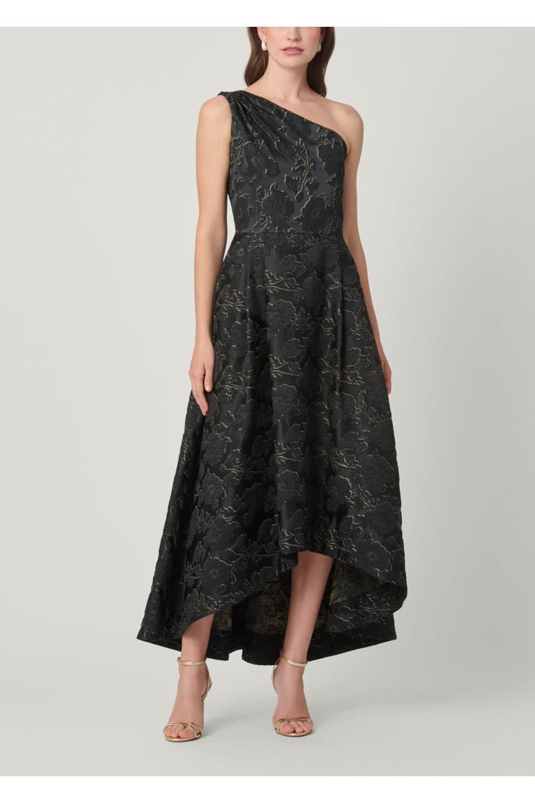 Midnight Georgie Bowery Jacquard Dress, Main, color, Jet/Gold