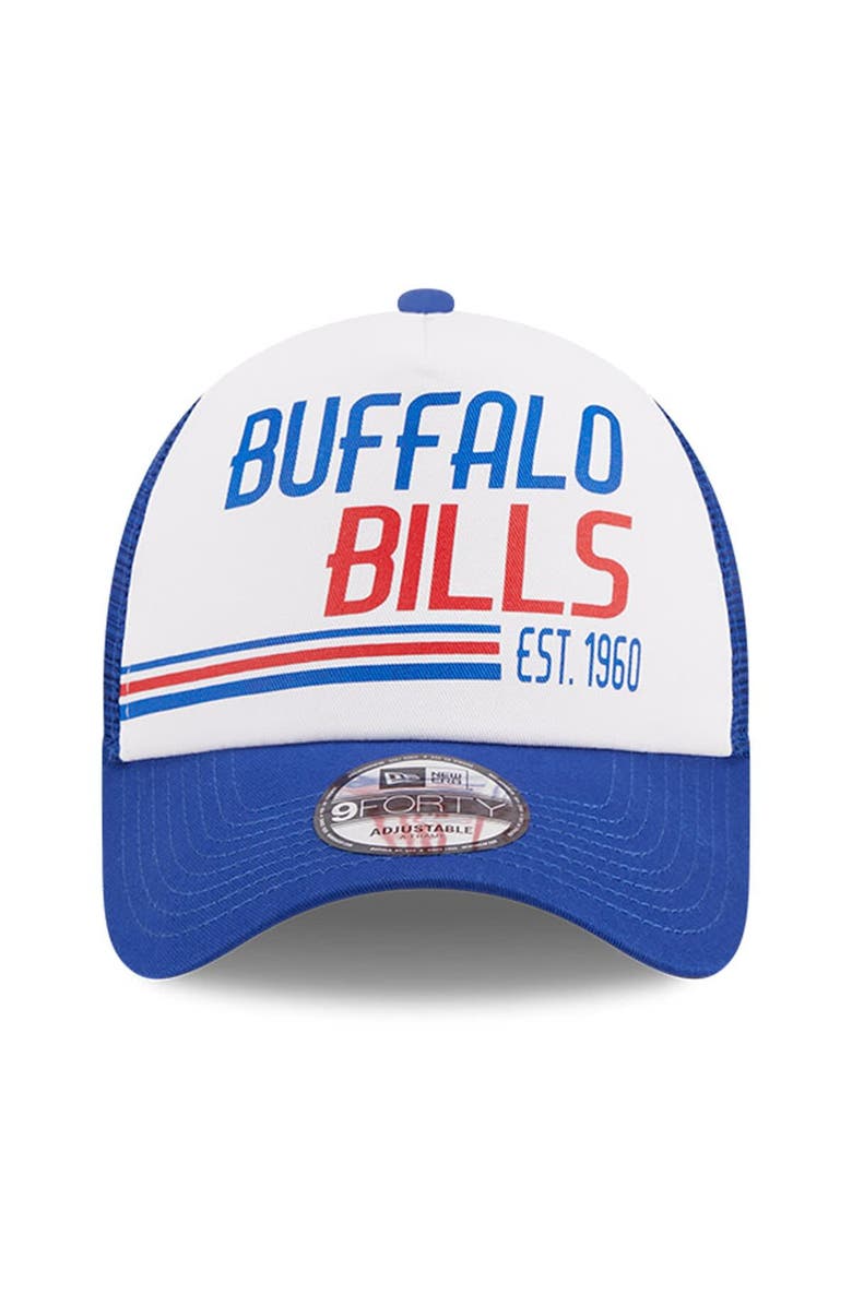 New Era Men's New Era White/Royal Buffalo Bills Stacked A-Frame Trucker 9FORTY Adjustable Hat, Alternate, color, White