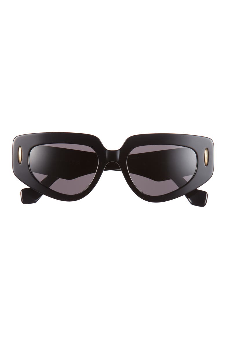 Anagram 51mm Geometric Sunglasses, Main, color, SHINY BLACK / SMOKE