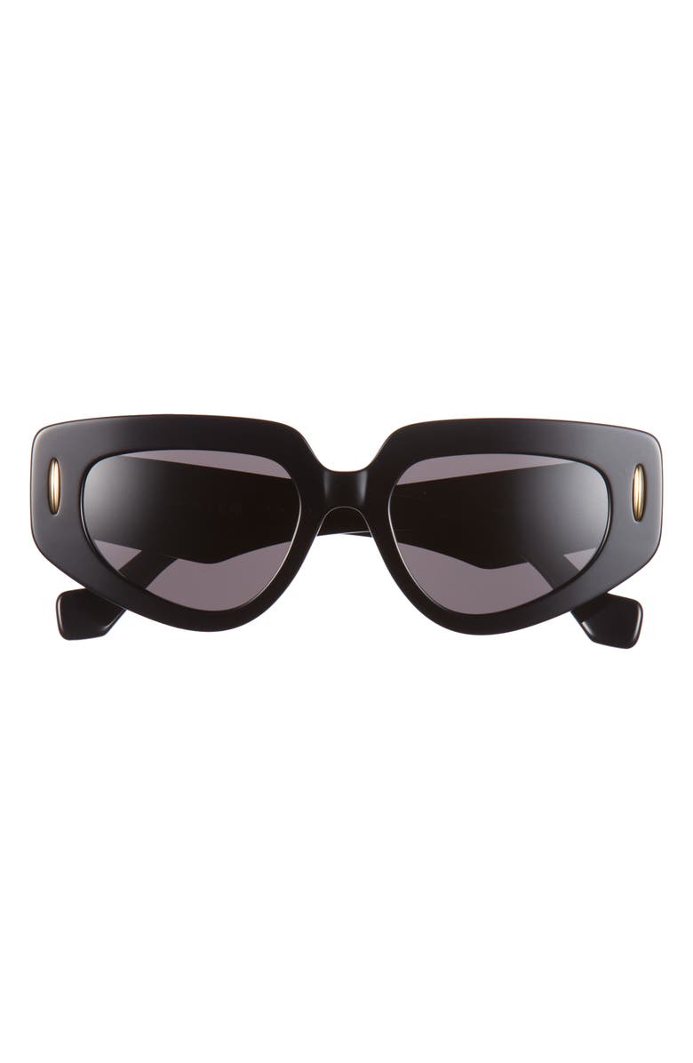 Loewe Anagram 51mm Geometric Sunglasses, Main, color, Shiny Black / Smoke