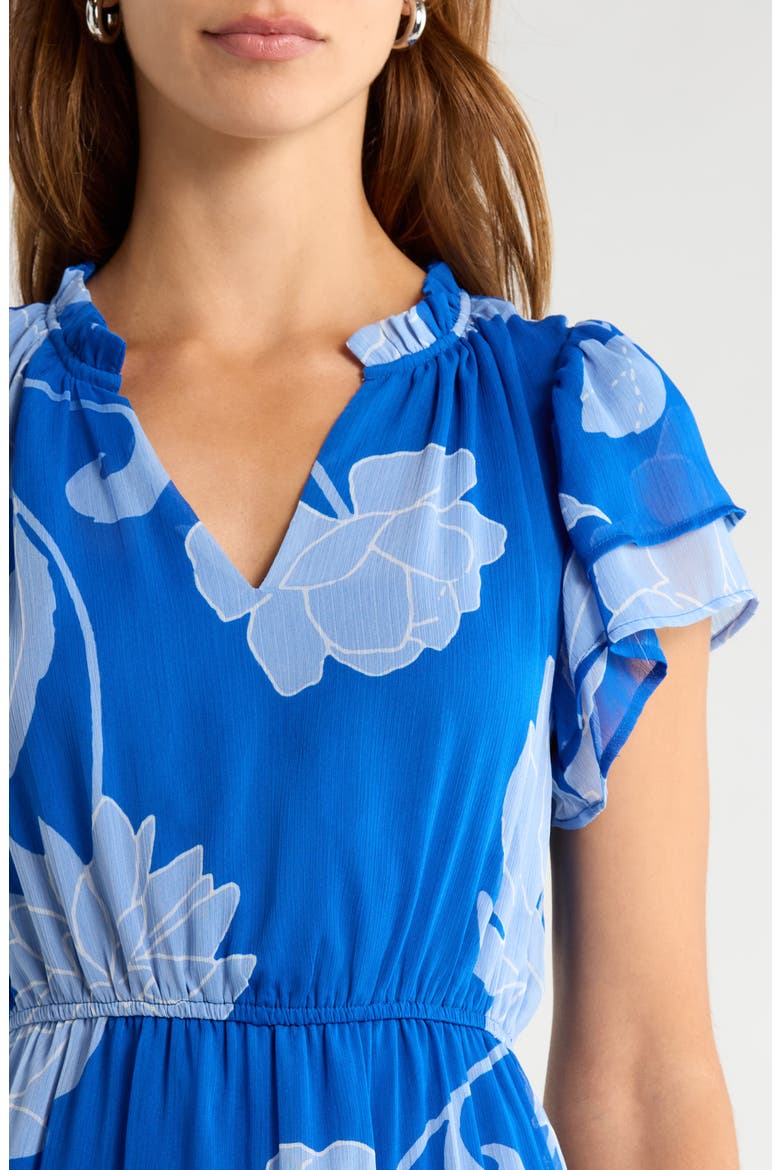 Seabloom Floral Print Ruffle Dress, Alternate, color, COBALT-BLUE