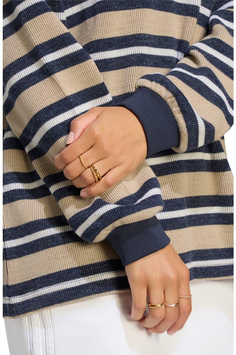 Stripe Brushed Knit Polo, Alternate, color, KHAKI THREE