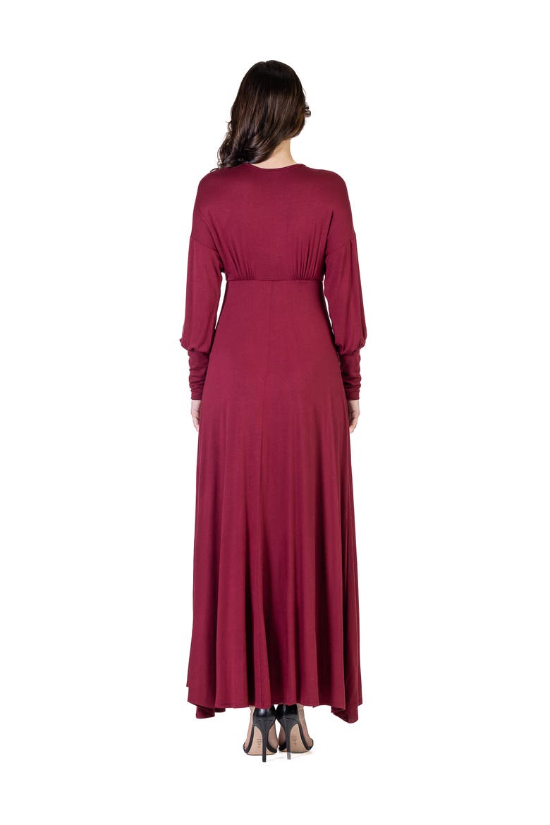 V-Neck Long Sleeve Maxi Dress, Alternate, color, Wine