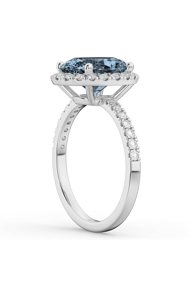 Oval Cut Halo Gray Spinel & Diamond Engagement Ring 14K, Alternate, color, 3.31ctWhite Gold