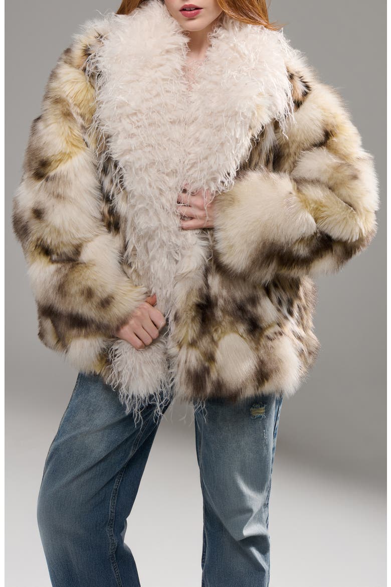 Vira Faux Fur Jacket, Alternate, color, CREAM MULTI