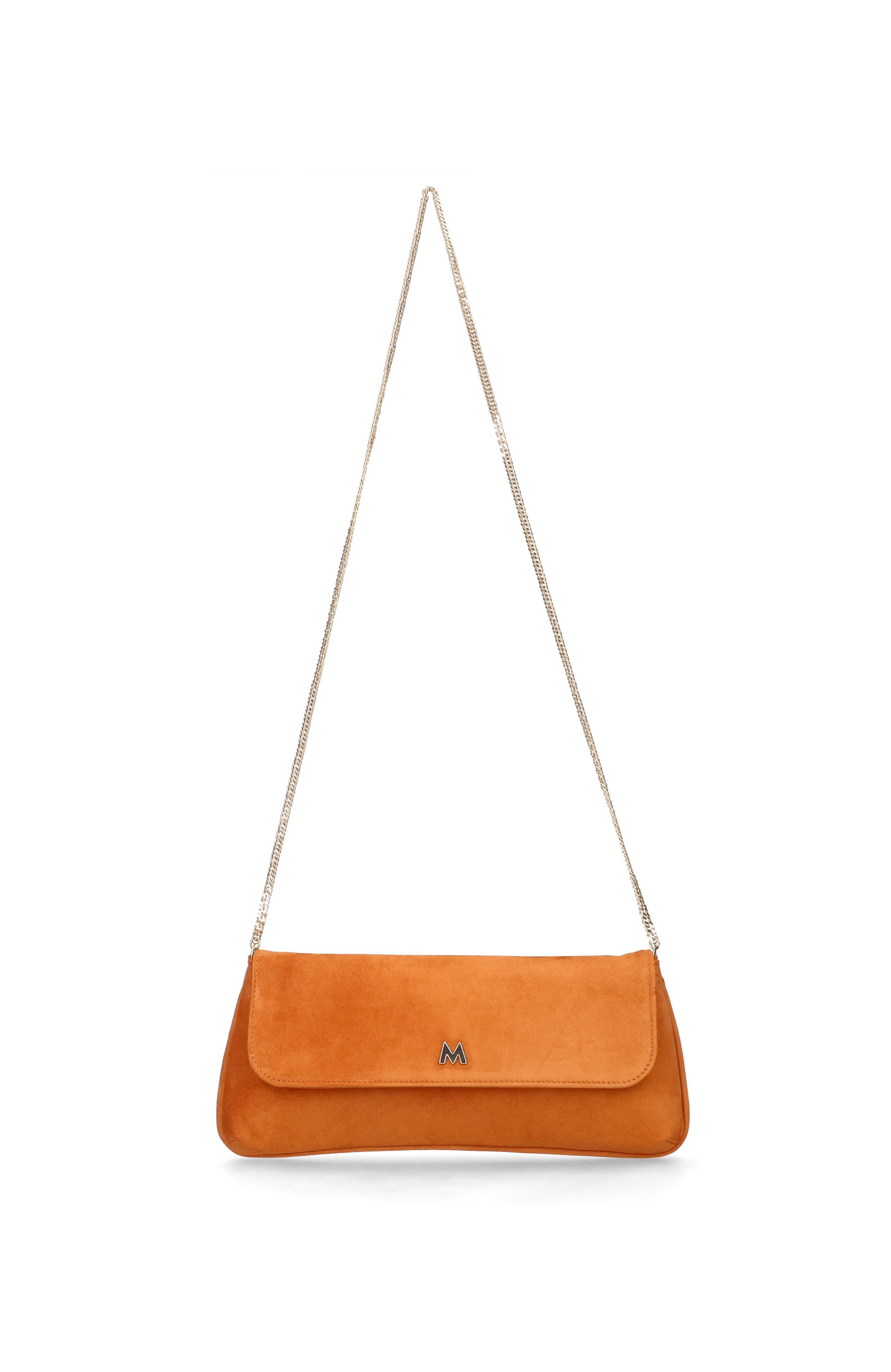 MASCARO Medium Leather Clutch With Cross Body Chain Strap, Main, color, Rust