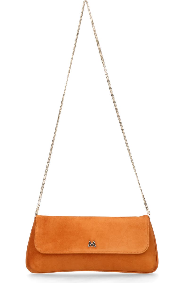 MASCARO Medium Leather Clutch With Cross Body Chain Strap, Main, color, Rust