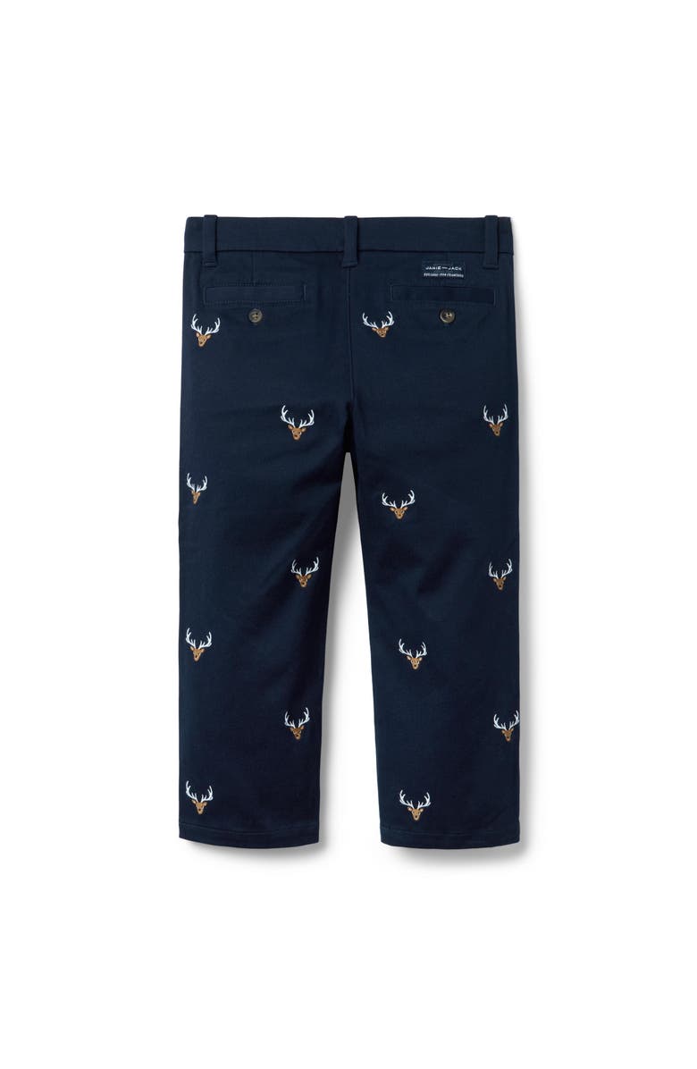 Janie and Jack Embroidered Deer Pant, Alternate, color, Blue
