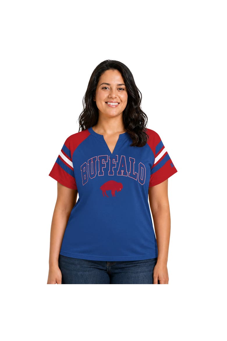 Women's Starter  Royal Buffalo Bills Plus Size Throwback Game On Notch Neck Raglan T-Shirt, Main, color, Royal