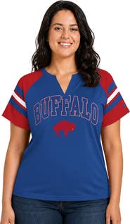 STARTER Women's Starter Royal Buffalo Bills Plus Size Throwback Game On Notch Neck Raglan T-Shirt