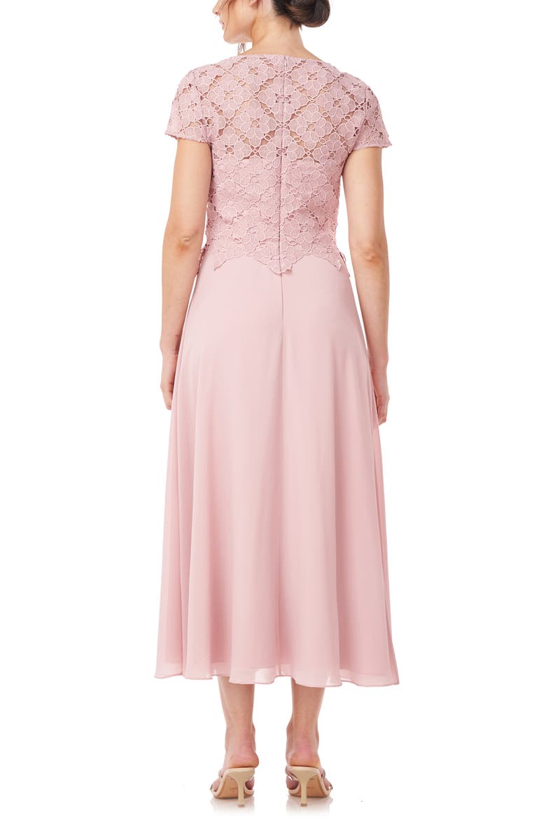 Laura Lace & Chiffon A-Line Midi Dress, Alternate, color, PALE MAUVE