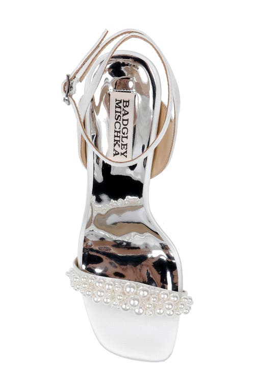 Badgley Mischka Collection Calida Ankle Strap Satin Sandal In White