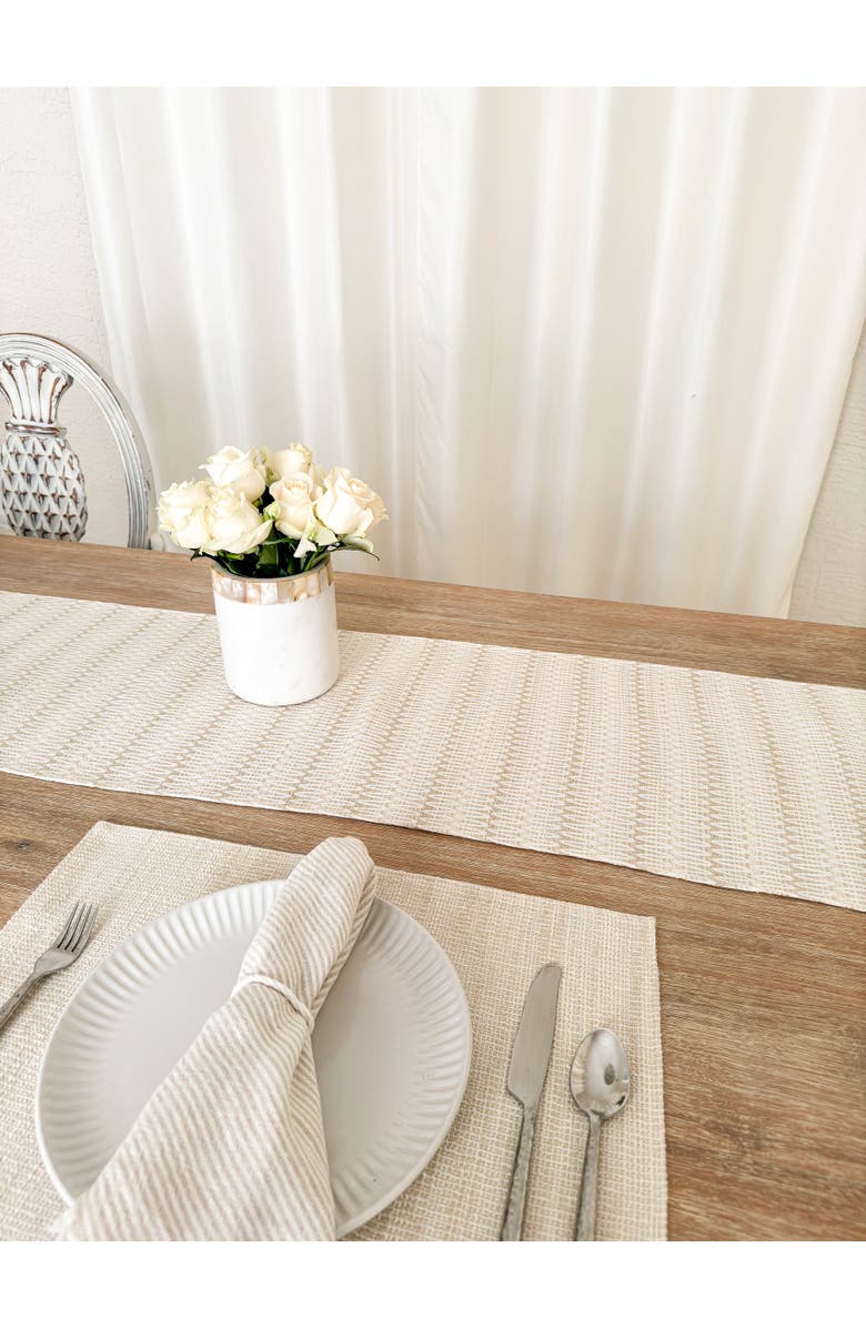 Anaya Summer Twist Indoor Outdoor Table Runner, Alternate, color, Beige