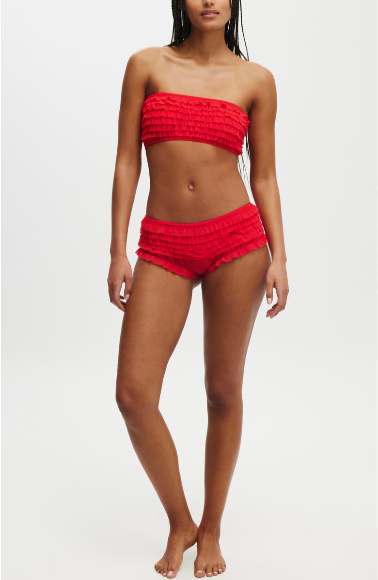 COTTON ON BODY Women's Rara Ruffle Bandeau, Alternate, color, Raspberry