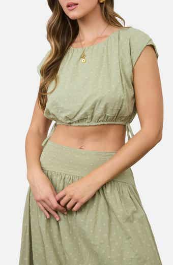 Blu Pepper Side Tie Swiss Dot Crop Top