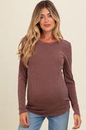 PinkBlush Ribbed Scoop Neck Long Sleeve Top