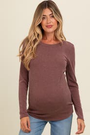 PinkBlush Ribbed Scoop Neck Long Sleeve Top