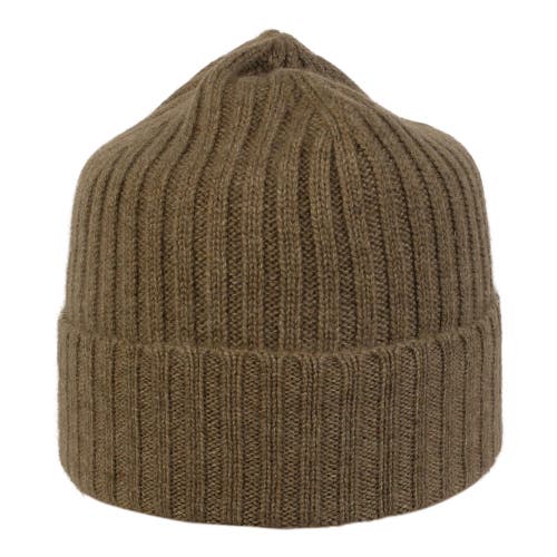 Wigens Unisex Cashmere Rib Knitted Beanie In Olive