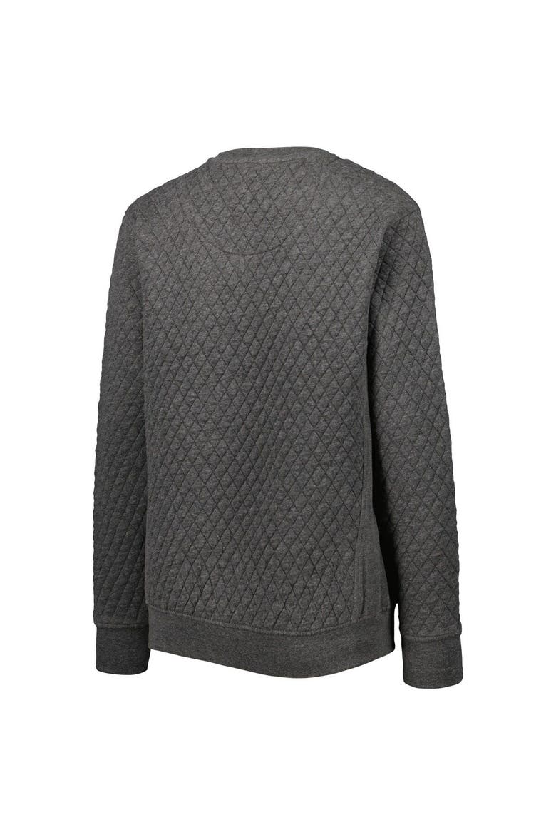 Women's Pressbox Heather Charcoal Miami Hurricanes Moose Quilted Pullover Sweatshirt, Alternate, color, Heather Charcoal