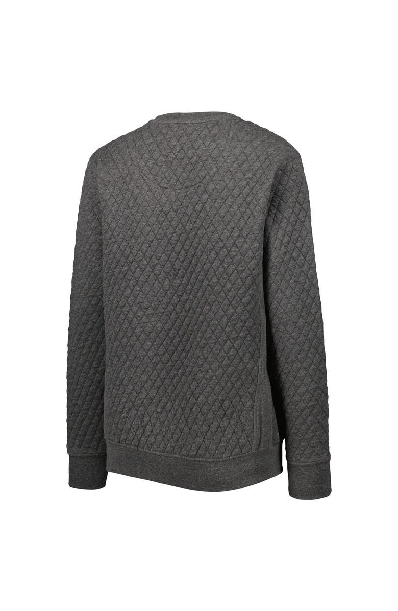 PRESSBOX Women's Pressbox Heather Charcoal Miami Hurricanes Moose Quilted Pullover Sweatshirt, Alternate, color, Heather Charcoal