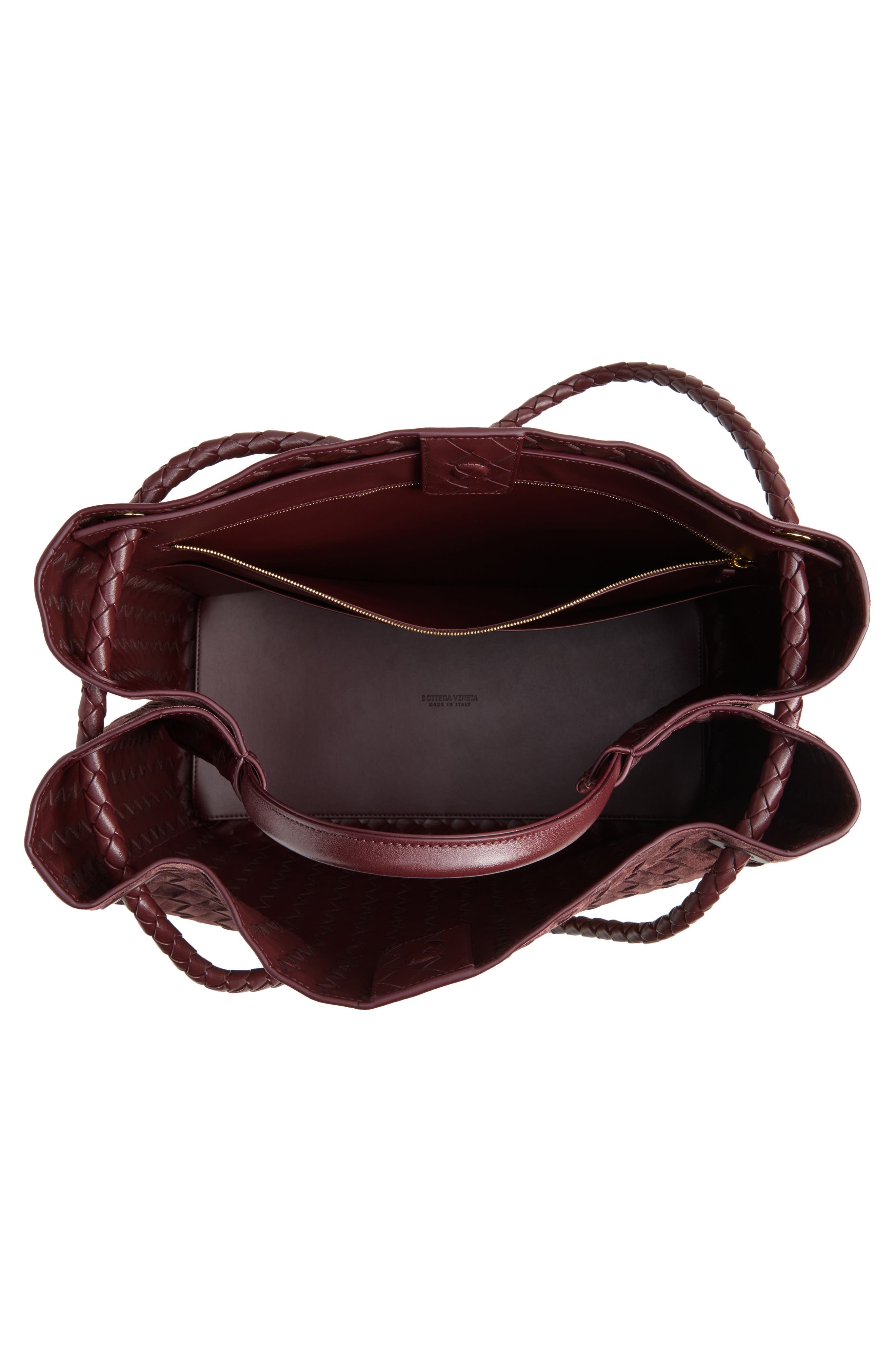 Large Andiamo Intrecciato Suede Shoulder Bag, Alternate, color, 6159 DEEP MAHOGANY-MB-D.M