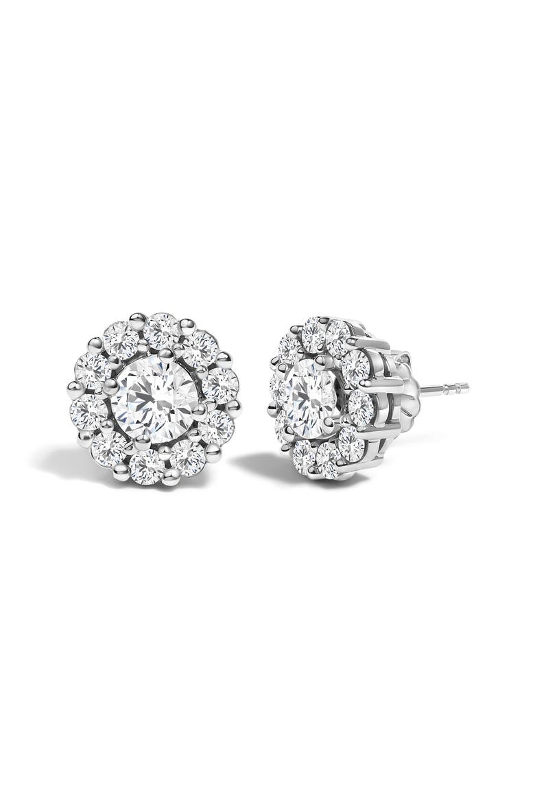 10K White Gold 3.0 Cttw Lab Grown Diamond Halo Stud Earrings, Alternate, color, White Gold