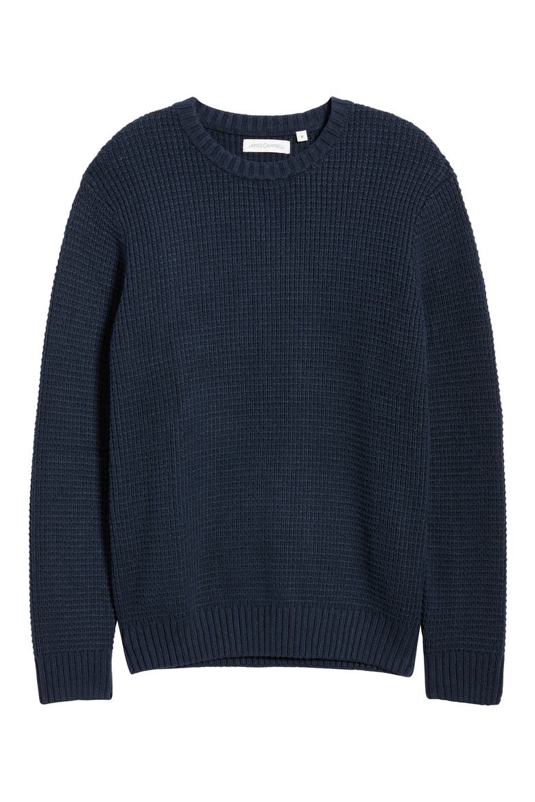 Laggan Waffle Stitch Crewneck Sweater, Alternate, color, NAVY