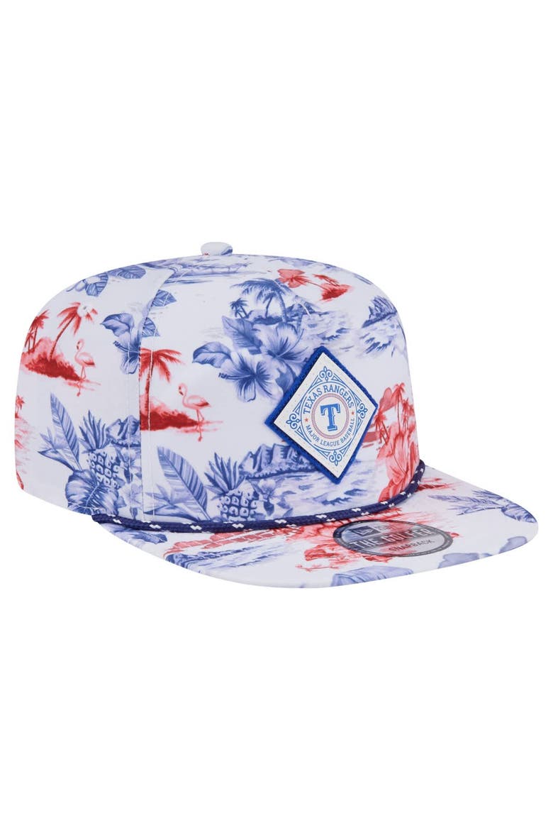 Men's New Era White Texas Rangers Printed Island Golfer Snapback Hat, Alternate, color, White