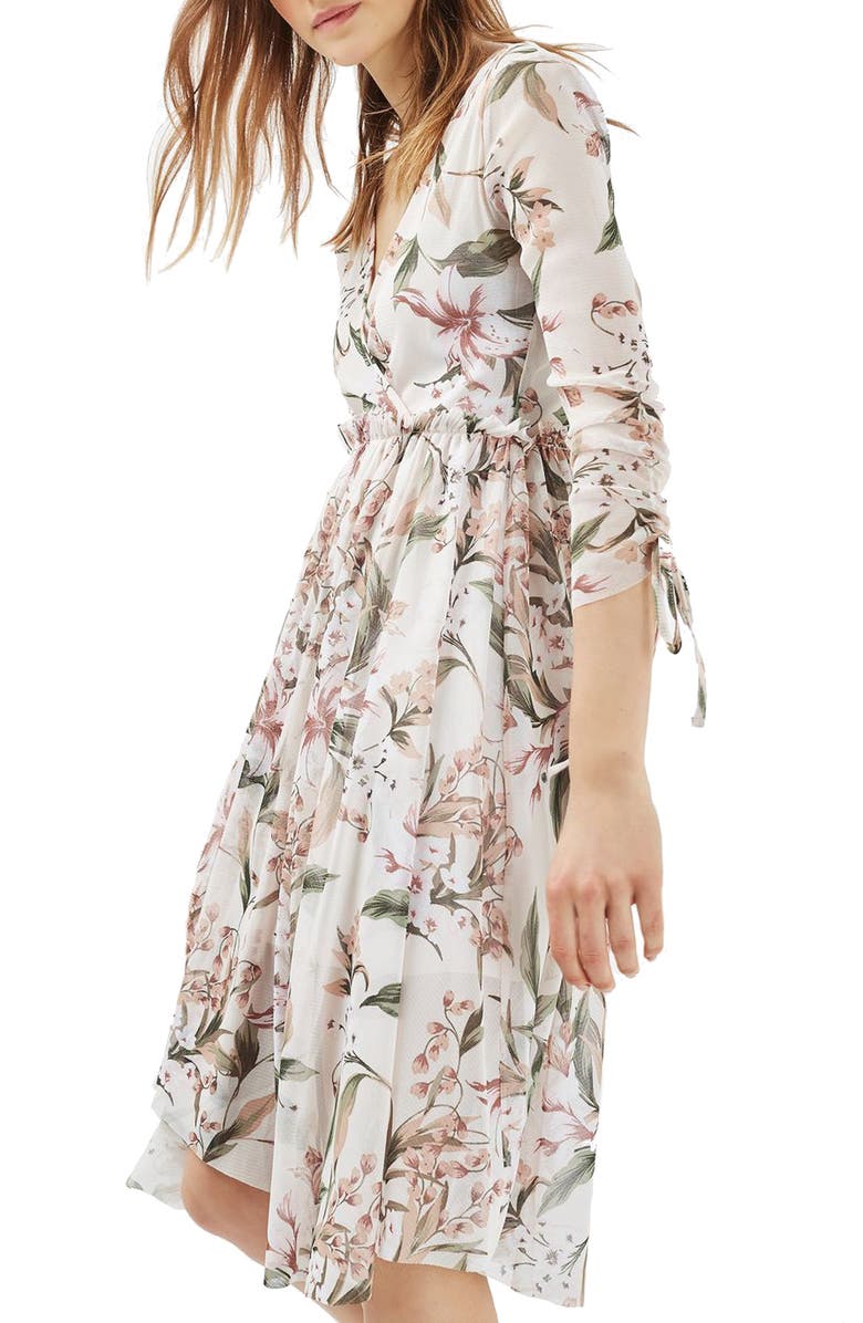 Topshop Lily Floral Mesh Dress, Alternate, color, 